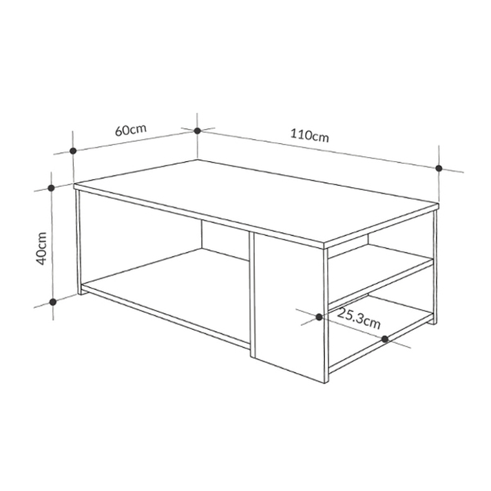 Τραπεζάκι σαλονιού Berg χρώμα φυσικό οξιάς - λευκό 110x60x40εκ.