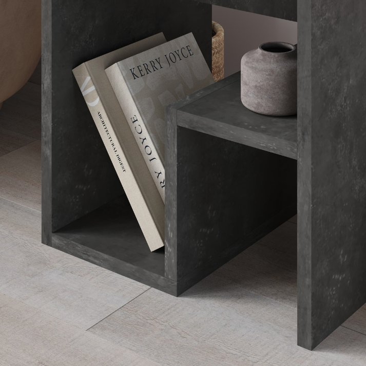 Τραπεζάκι βοηθητικό - Κομοδίνο Bon χρώμα γκρι ρετρό 40x35x40εκ.