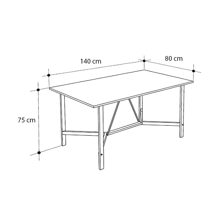 Τραπέζι Adoro χρώμα μαύρο 140x80x75εκ.