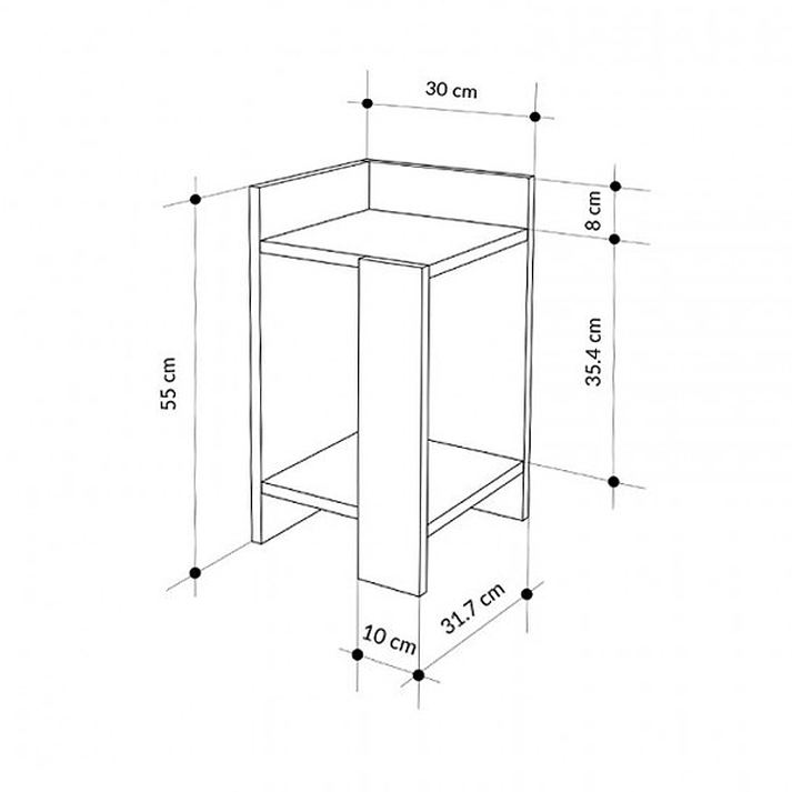 Κομοδίνο Elos Mχρώμα saphhire oak - silky black 30x31,7x55εκ.