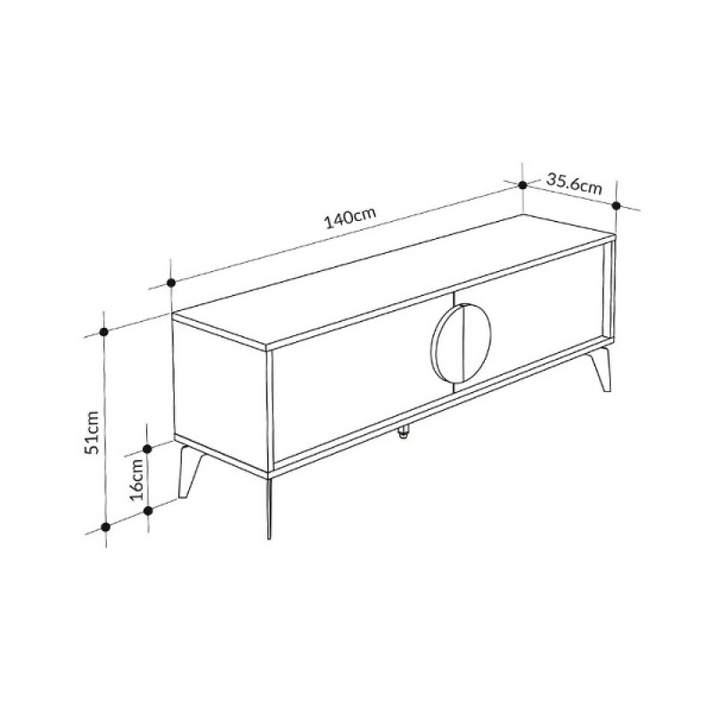Έπιπλο τηλεόρασης Gora χρώμα sapphire oak - silky black 140x35,6x51εκ.