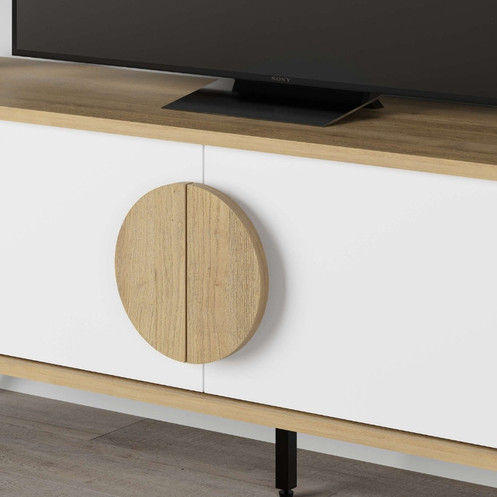 Έπιπλο τηλεόρασης Gora χρώμα sapphire oak - λευκό 140x35,6x51εκ.