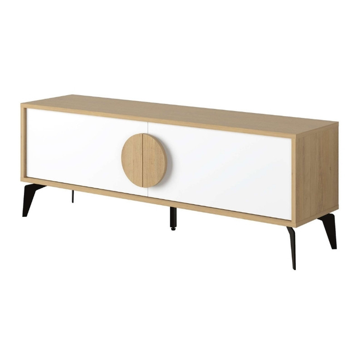 Έπιπλο τηλεόρασης Gora χρώμα sapphire oak - λευκό 140x35,6x51εκ.