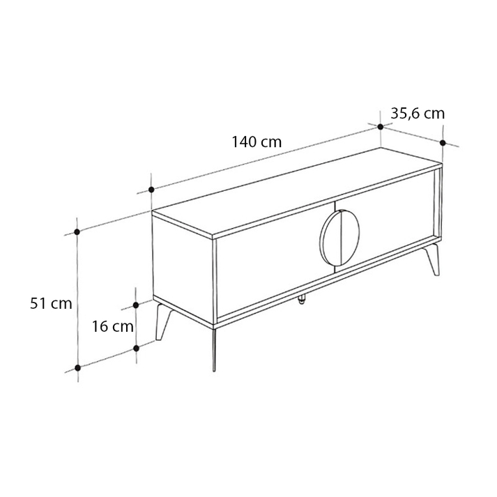 Έπιπλο τηλεόρασης Gora χρώμα sapphire oak - λευκό 140x35,6x51εκ.
