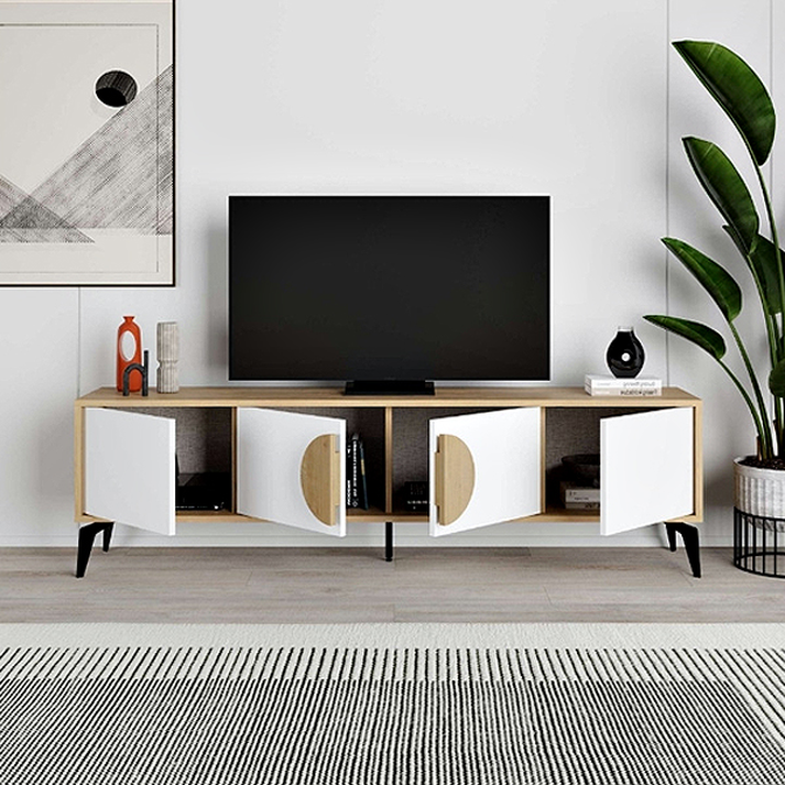 Έπιπλο τηλεόρασης Gora χρώμα sapphire oak - λευκό 180x35,6x51εκ.