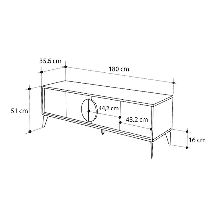 Έπιπλο τηλεόρασης Gora χρώμα sapphire oak - λευκό 180x35,6x51εκ.