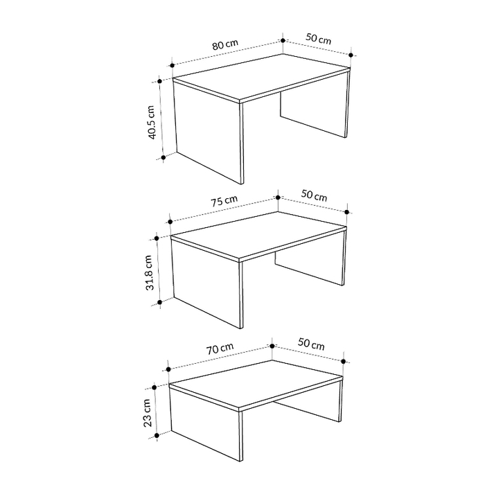 Τραπεζάκι σαλονιού σετ 3 τμχ. Kanta χρώμα sapphire oak - silky black 80x50x40,5εκ.