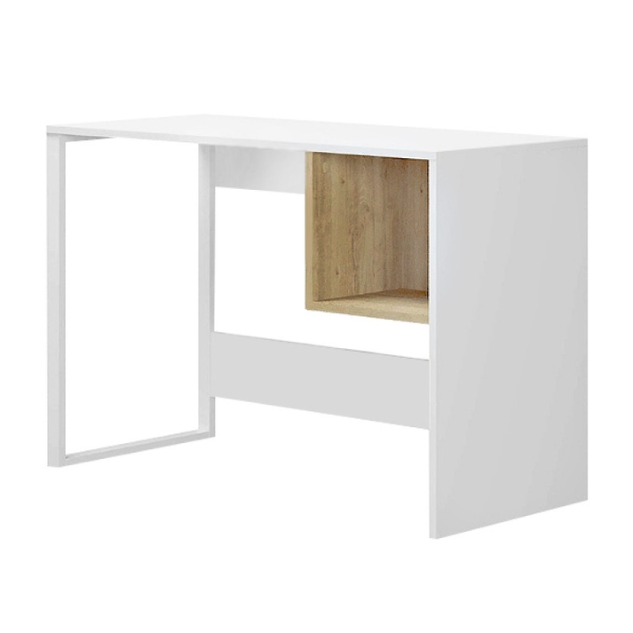 Γραφείο εργασίας Cubo χρώμα λευκό - sapphire oak 110x50x75εκ.