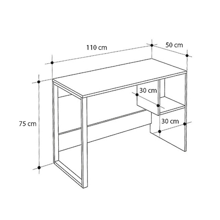 Γραφείο εργασίας Cubo χρώμα λευκό - sapphire oak 110x50x75εκ.