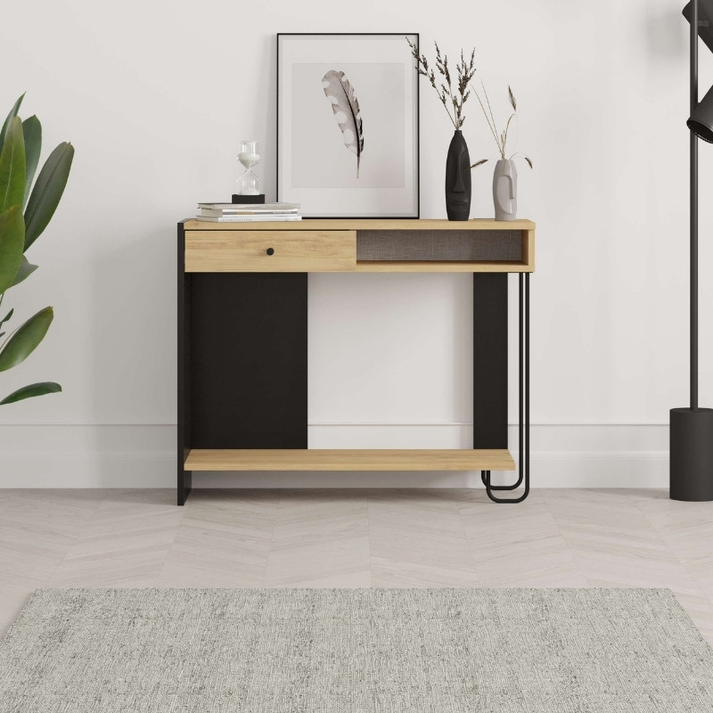 Κονσόλα Sirius χρώμα sapphire oak - silky black 100x35x79εκ.