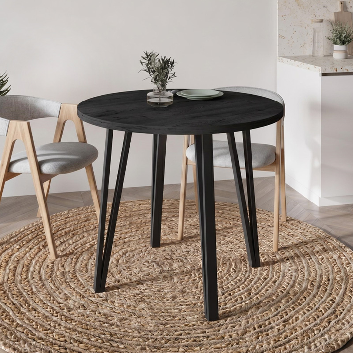 Τραπέζι Xana χρώμα black wood Ø90x77,5εκ.