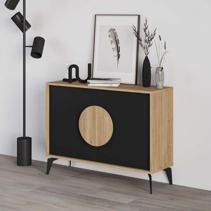 Μπουφές Gora χρώμα sapphire oak - silky black 110x40x82εκ.