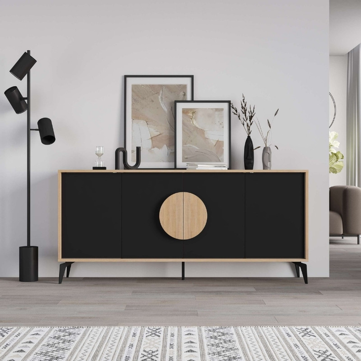 Μπουφές Gora χρώμα sapphire oak - silky black 180x40x82εκ.