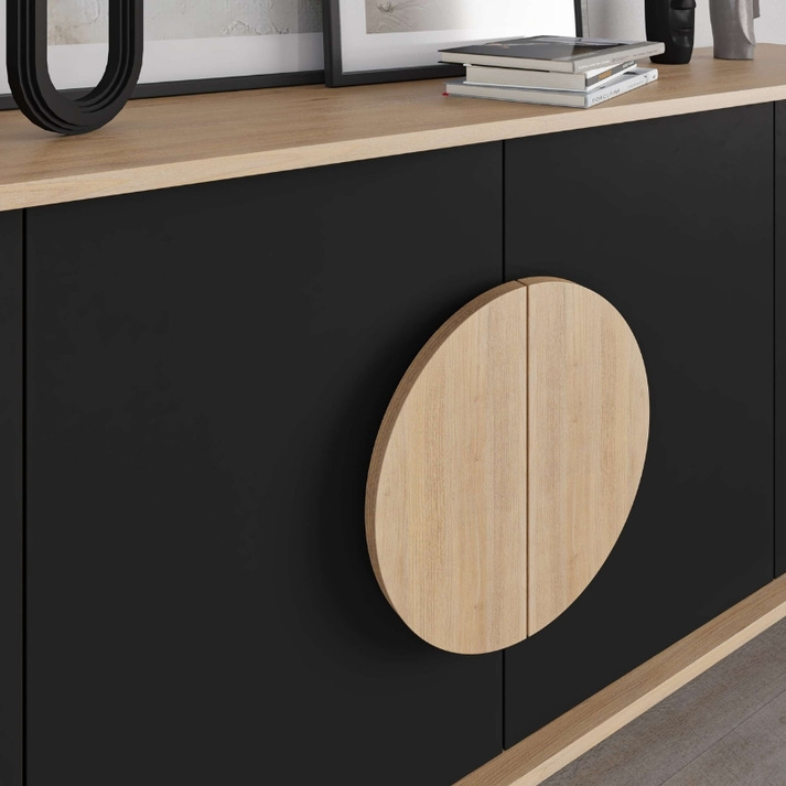 Μπουφές Gora χρώμα sapphire oak - silky black 180x40x82εκ.