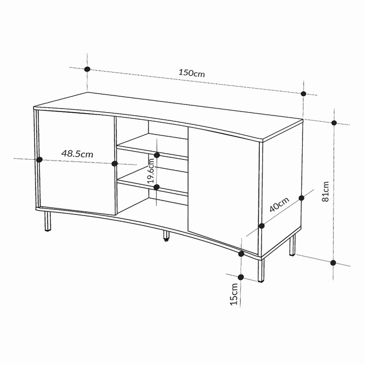 Μπουφές Frem χρώμα ash green 150x40x81εκ.