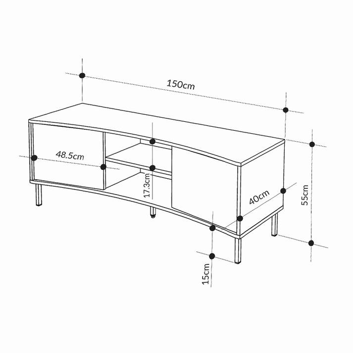 Έπιπλο τηλεόρασης Frem χρώμα ash green 150x40x55εκ.