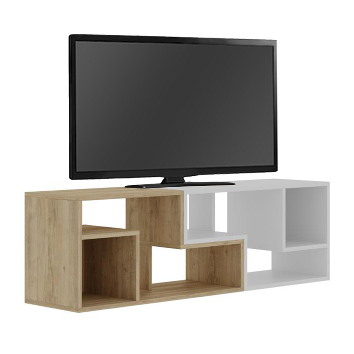 Έπιπλο τηλεόρασης Glis πολυμορφικό χρώμα sapphire oak - λευκό 145x35x44,8εκ.