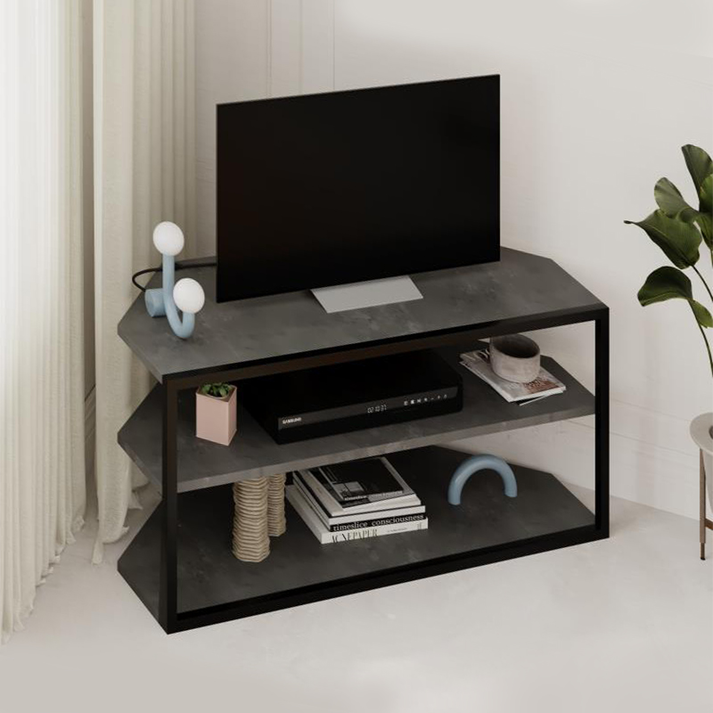 Έπιπλο τηλεόρασης γωνιακό Echo χρώμα γκρι ρετρό 98x37x45εκ.