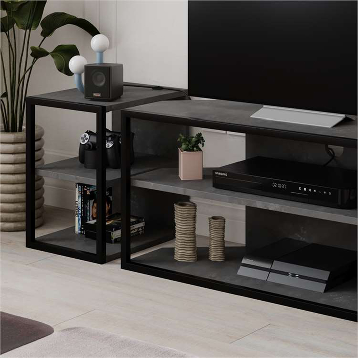 Έπιπλο τηλεόρασης γωνιακό Echo χρώμα γκρι ρετρό 98x37x45εκ.