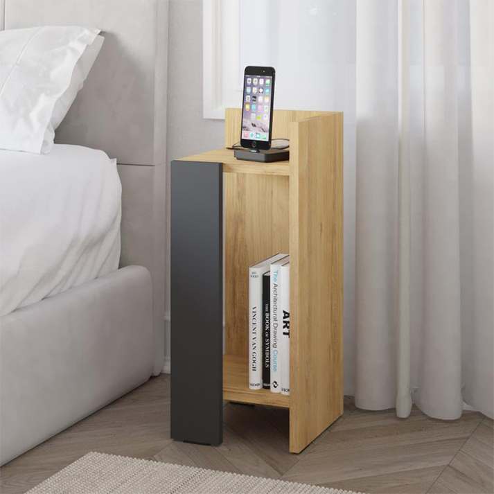 Κομοδίνο Elos δεξί χρώμα sapphire oak - ανθρακί 25x27x60εκ.