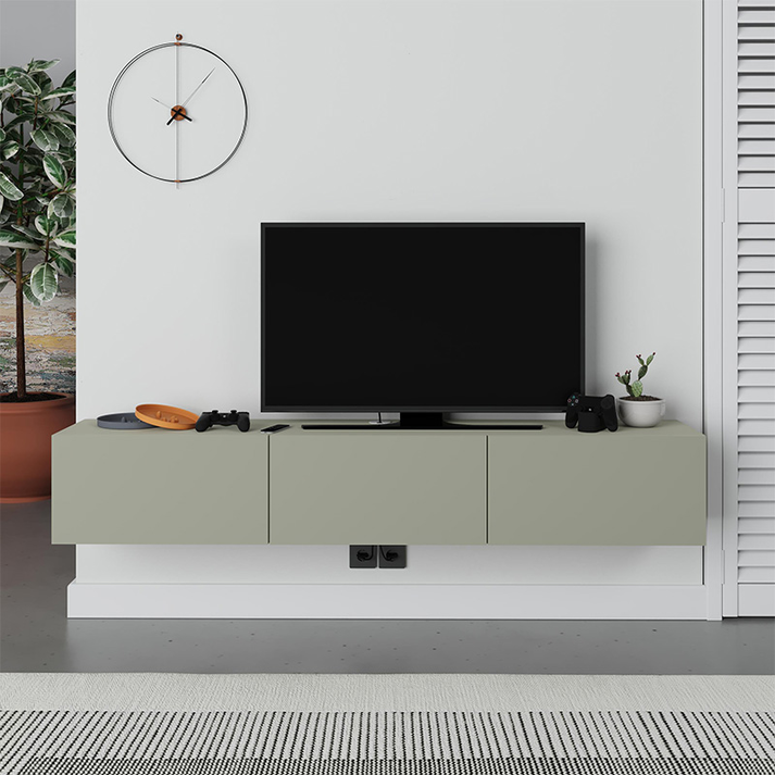 Έπιπλο τηλεόρασης επιτοίχιο Francy χρώμα ash green 180x30x30εκ.