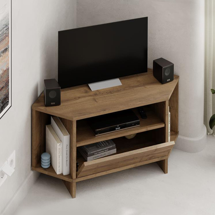 Έπιπλο τηλεόρασης γωνιακό Viva χρώμα ανοιχτό καρυδί 95,7x35,4x45εκ.