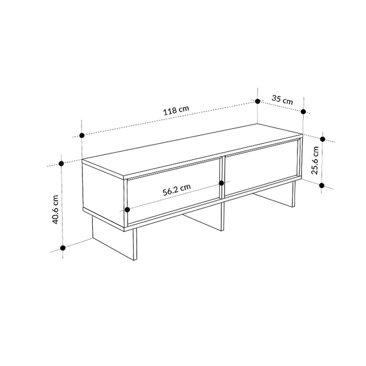 Έπιπλο τηλεόρασης Yuki χρώμα sandstone - sepet oak 118x35x40,6εκ.
