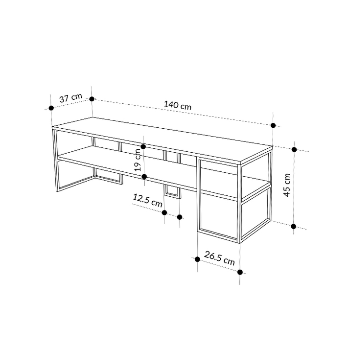 Έπιπλο τηλεόρασης Friday χρώμα black wood 140x37x45εκ.