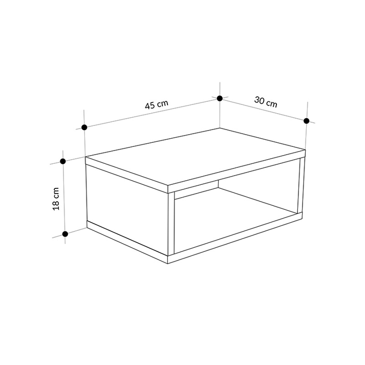 Κομοδίνο επιτοίχιο Brik με LED χρώμα καρυδί - sandstone 45x30x18εκ.