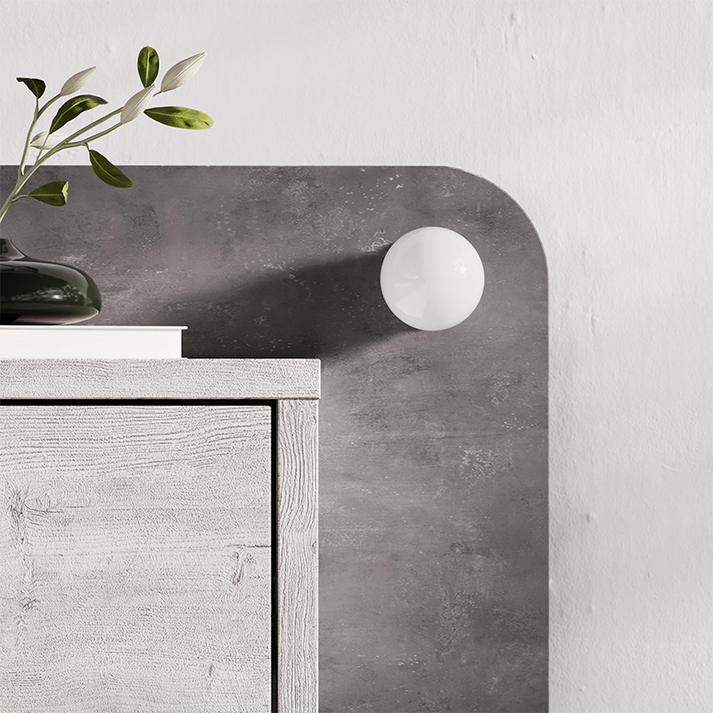 Κομοδίνο επιτοίχιο Dotta με LED χρώμα λευκό αντικέ - γκρι ρετρό 52x33,6x28εκ.