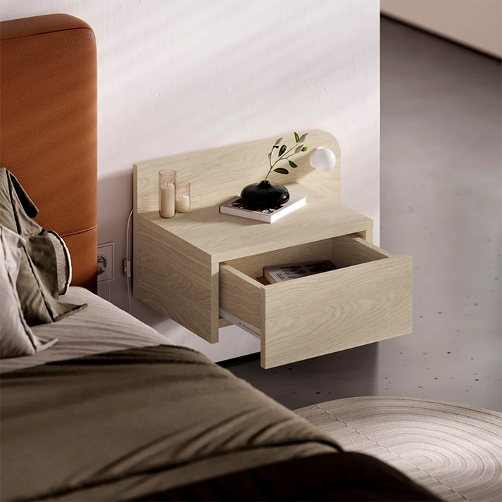 Κομοδίνο επιτοίχιο Dotta με LED χρώμα light oak 52x33,6x28εκ.