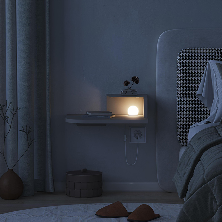 Κομοδίνο επιτοίχιο Luno με LED χρώμα sandstone 40x30x16,2εκ.