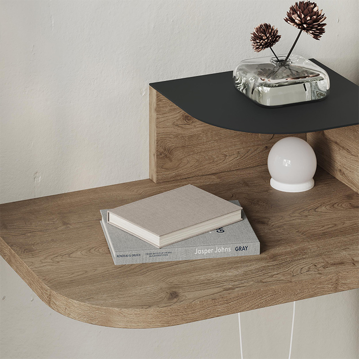 Κομοδίνο επιτοίχιο Luno με LED χρώμα sepet oak 40x30x16,2εκ.