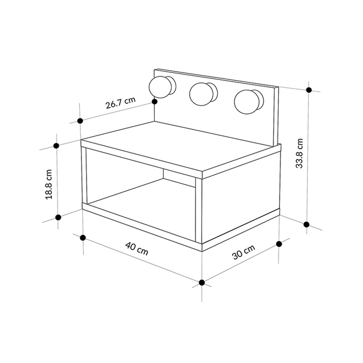 Κομοδίνο επιτοίχιο Treo με LED χρώμα λευκό 40x30x33,8εκ.