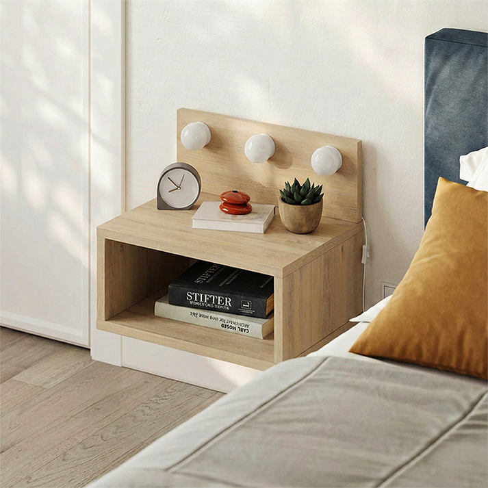 Κομοδίνο επιτοίχιο Treo με LED χρώμα sapphire oak 40x30x33,8εκ.