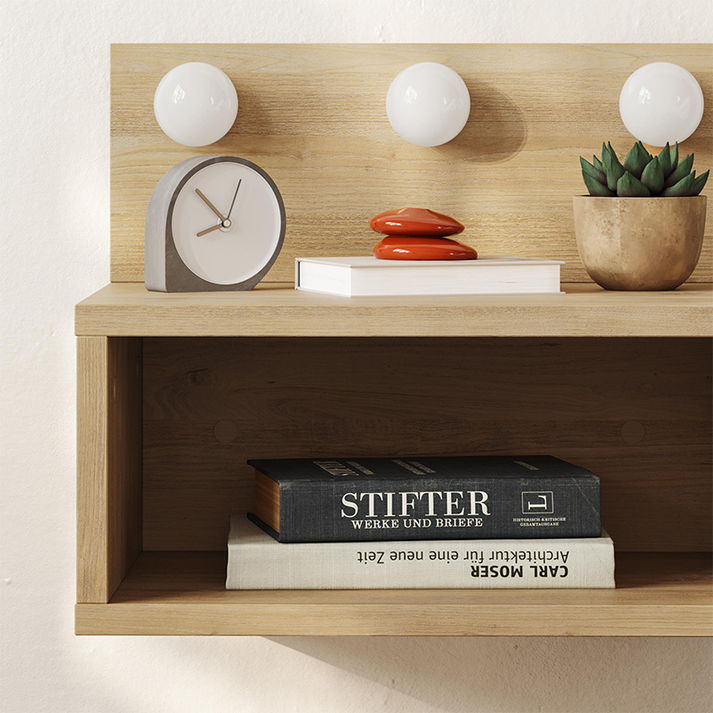 Κομοδίνο επιτοίχιο Treo με LED χρώμα sapphire oak 40x30x33,8εκ.