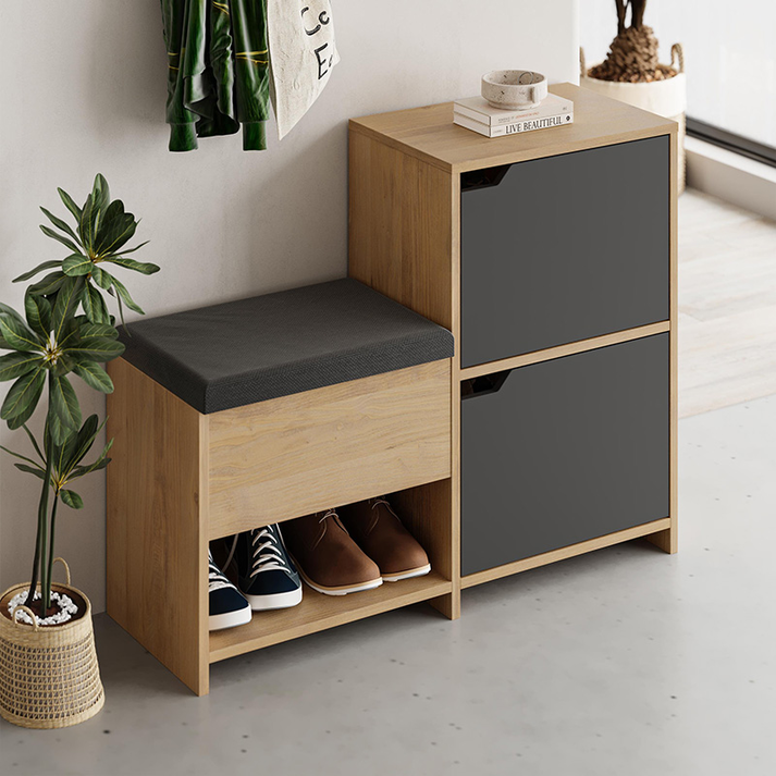 Παπουτσοθήκη Haven χρώμα sapphire oak - ανθρακί 101x35x80,4εκ.