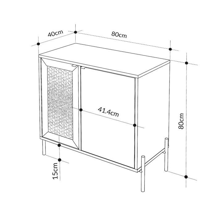 Μπουφές Naive χρώμα sapphire oak 80x40x80εκ.