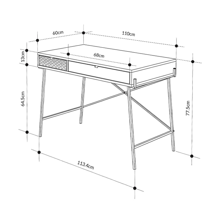 Γραφείο εργασίας Naive χρώμα sapphire oak 113,4x60x77,5εκ.