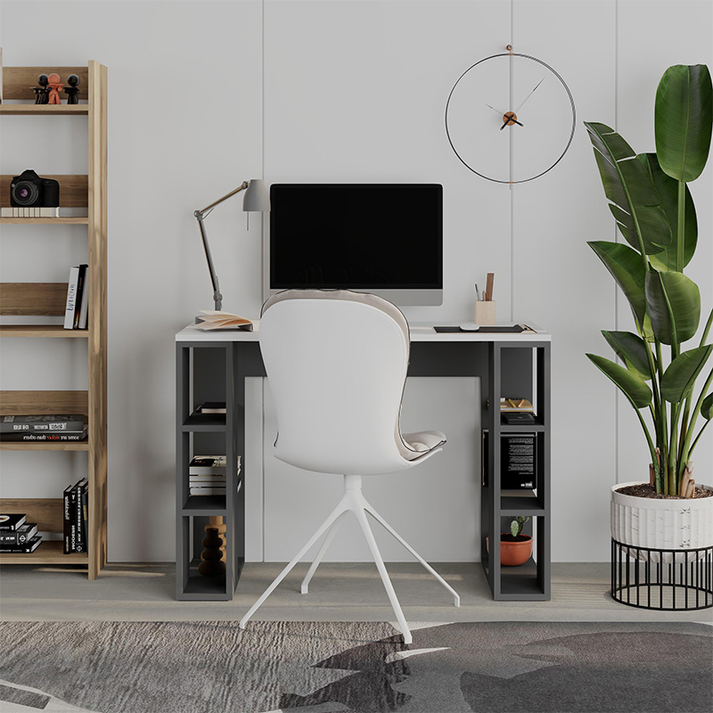 Γραφείο εργασίας Colmar χρώμα ανθρακί - λευκό 106x50x75εκ.