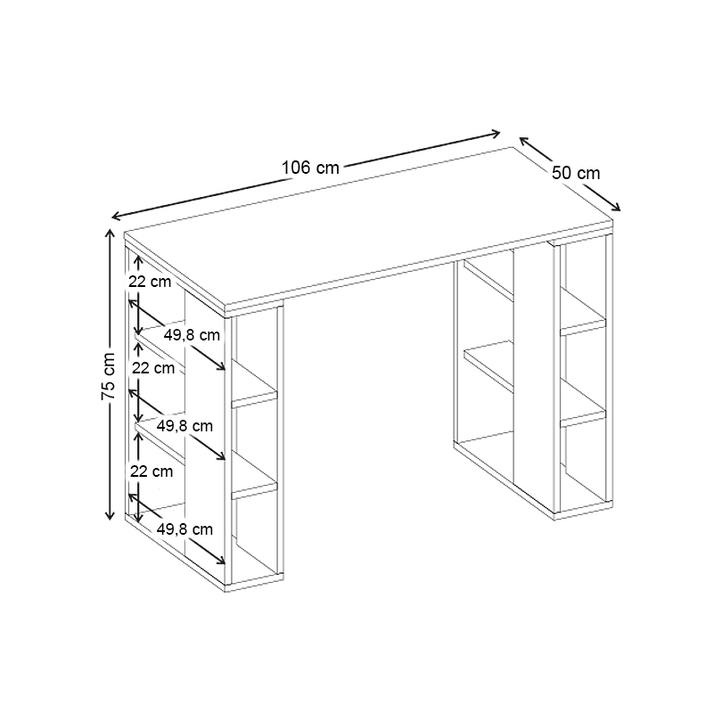 Γραφείο εργασίας Colmar χρώμα ανθρακί - λευκό 106x50x75εκ.