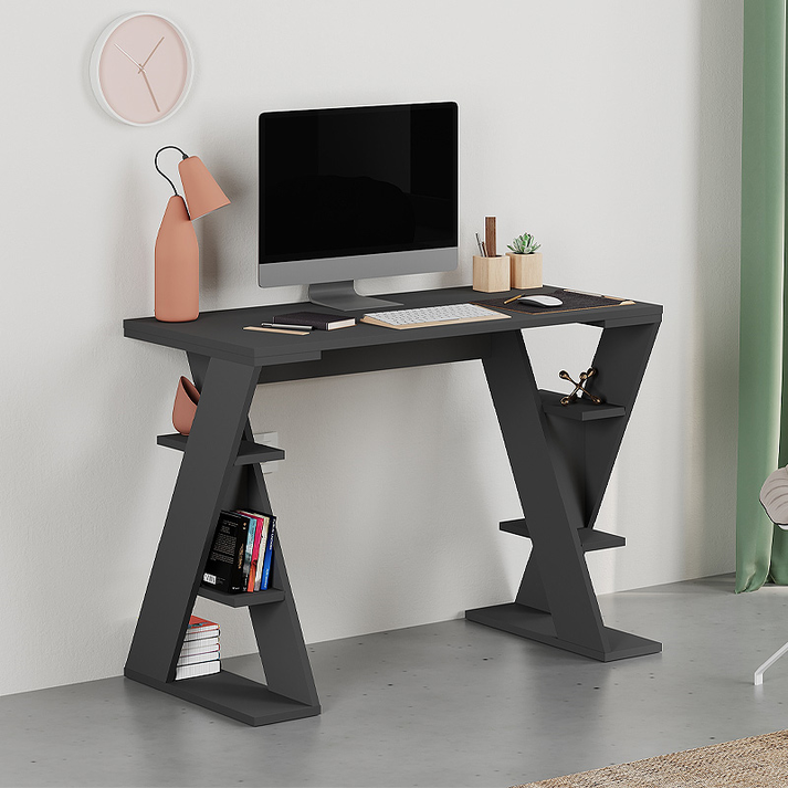 Γραφείο εργασίας Papillon χρώμα ανθρακί 106x50x75εκ