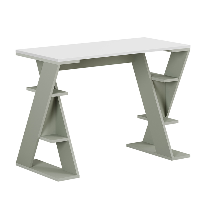 Γραφείο εργασίας Papillon χρώμα ash green - λευκό 106x50x75εκ