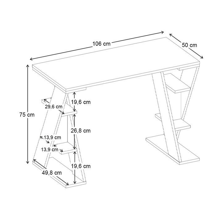 Γραφείο εργασίας Papillon χρώμα ash green - λευκό 106x50x75εκ