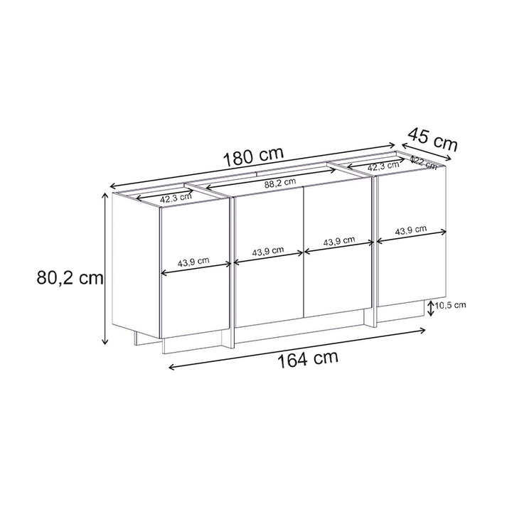 Μπουφές Dorma Mχρώμα travertine 180x45x80,2εκ.