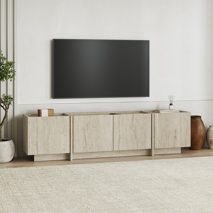 Έπιπλο τηλεόρασης Lowen χρώμα travertine 180x35x46,2εκ.