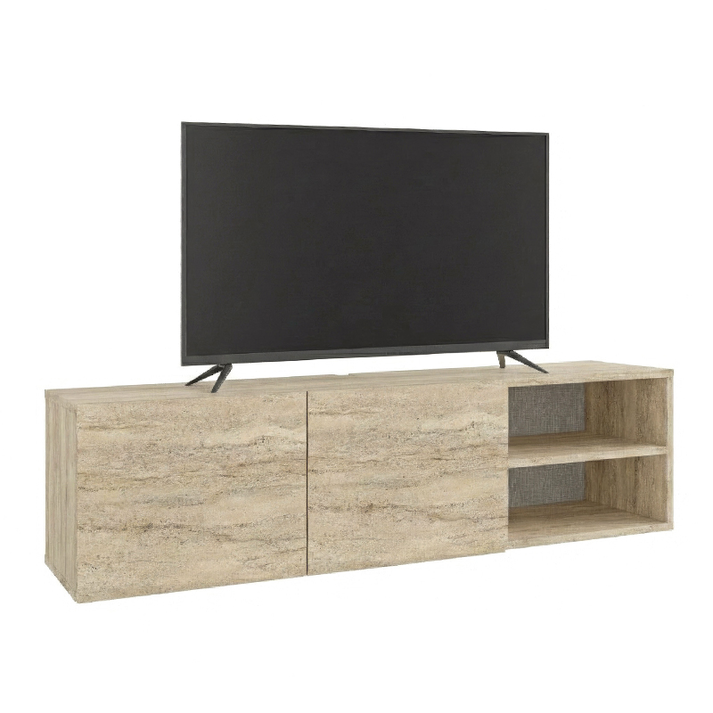 Έπιπλο τηλεόρασης επιτοίχιο Conrad χρώμα travertine 140x35x38εκ.