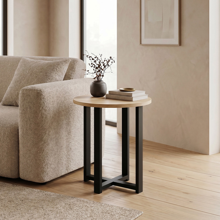 Τραπεζάκι σαλονιού σετ 2 τμχ Mesa χρώμα sapphire oak Ø90x35,5εκ.
