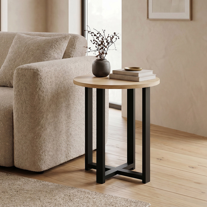 Τραπεζάκι βοηθητικό Mesa χρώμα sapphire oak Ø45x50εκ.