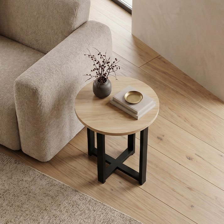Τραπεζάκι βοηθητικό Mesa χρώμα sapphire oak Ø45x50εκ.